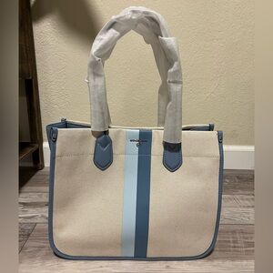Michael Kors Cream and Blue Stripe Tote